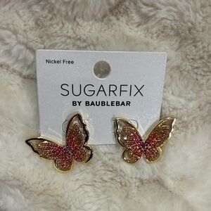 BaubleBar Pink and Gold Butterfly Earrings
